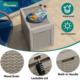 YITAHOME weather-resistant resin deck box withstands sun and rain