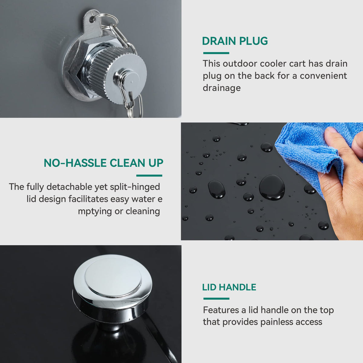 YITAHOME drain plug at the back for simple drainage
