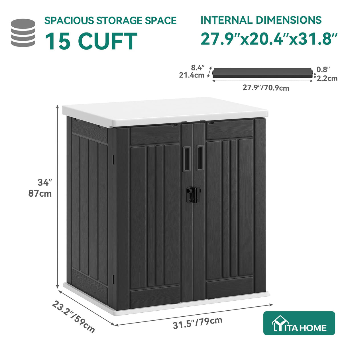 YITAHOME exterior dimension label on cabinet