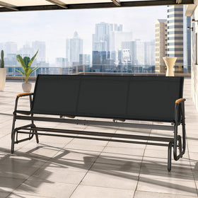 YITAHOME black 3-seat comfort bench sturdy metal frame for year-round durability