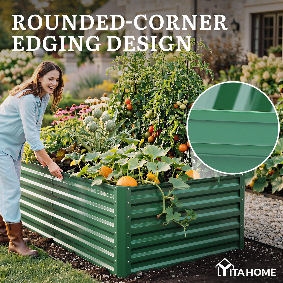 YITAHOME edge curl steel panels protect hands during setup.