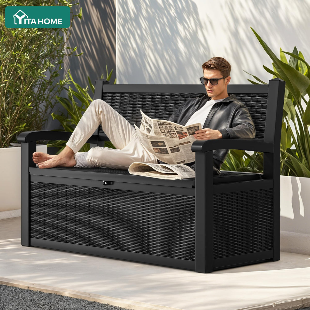 YITAHOME quick-assembly outdoor bench in about 30 minutes for fast setup.
