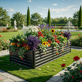 YITAHOME galvanized planter box shows sturdy crossbars for durability
