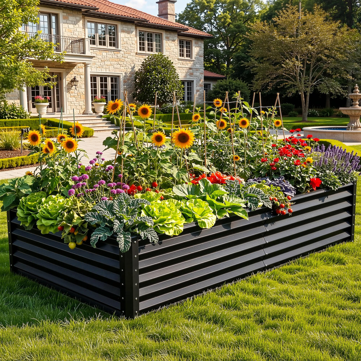 YITAHOME garden bed assembly example with included packaging and components