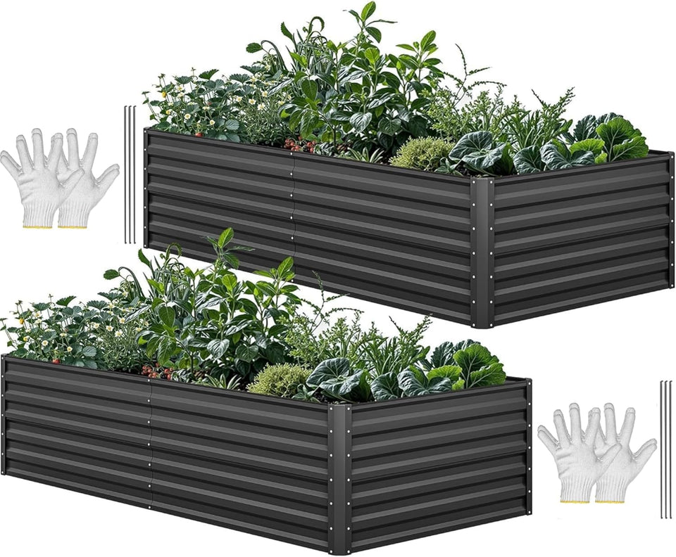 YITAHOME galvanized raised garden bed side view shows durable metal frame for long-lasting outdoor gardening