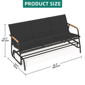 YITAHOME glider bench with teak armrests close-up showcasing comfortable arm support