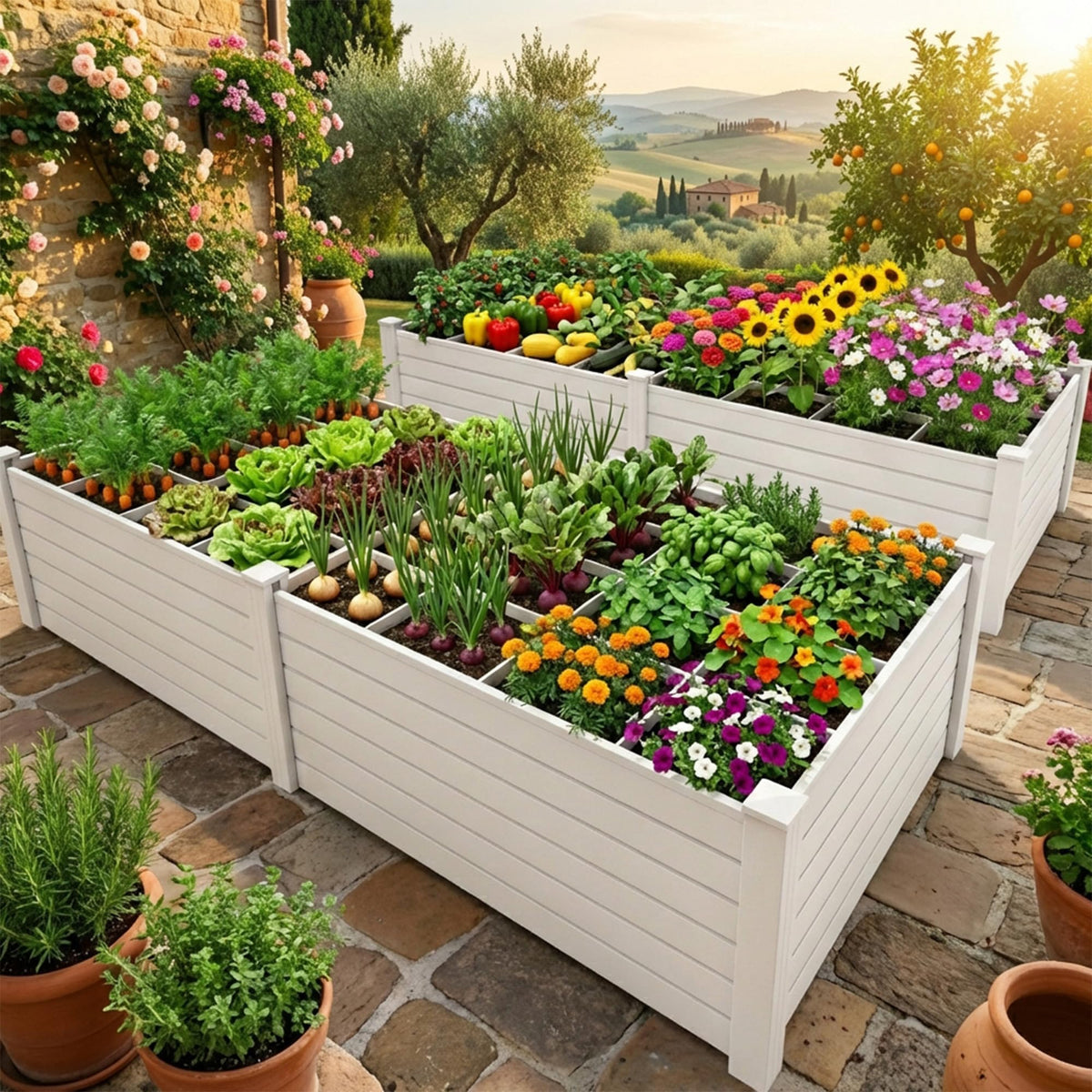 YITAHOME growth grid close-up highlights organized vegetable planting