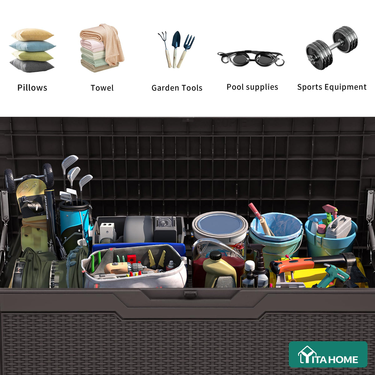 YITAHOME hydraulic-lift system enables smooth opening for convenient access.