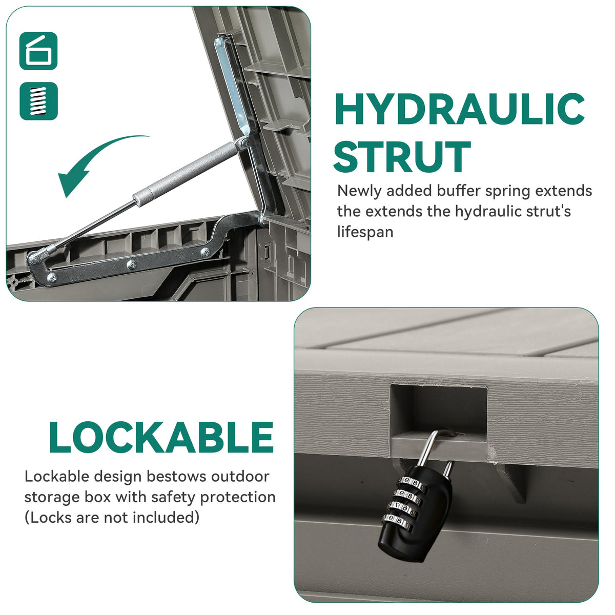 YITAHOME hydraulic struts provide smooth and safe lid operation.