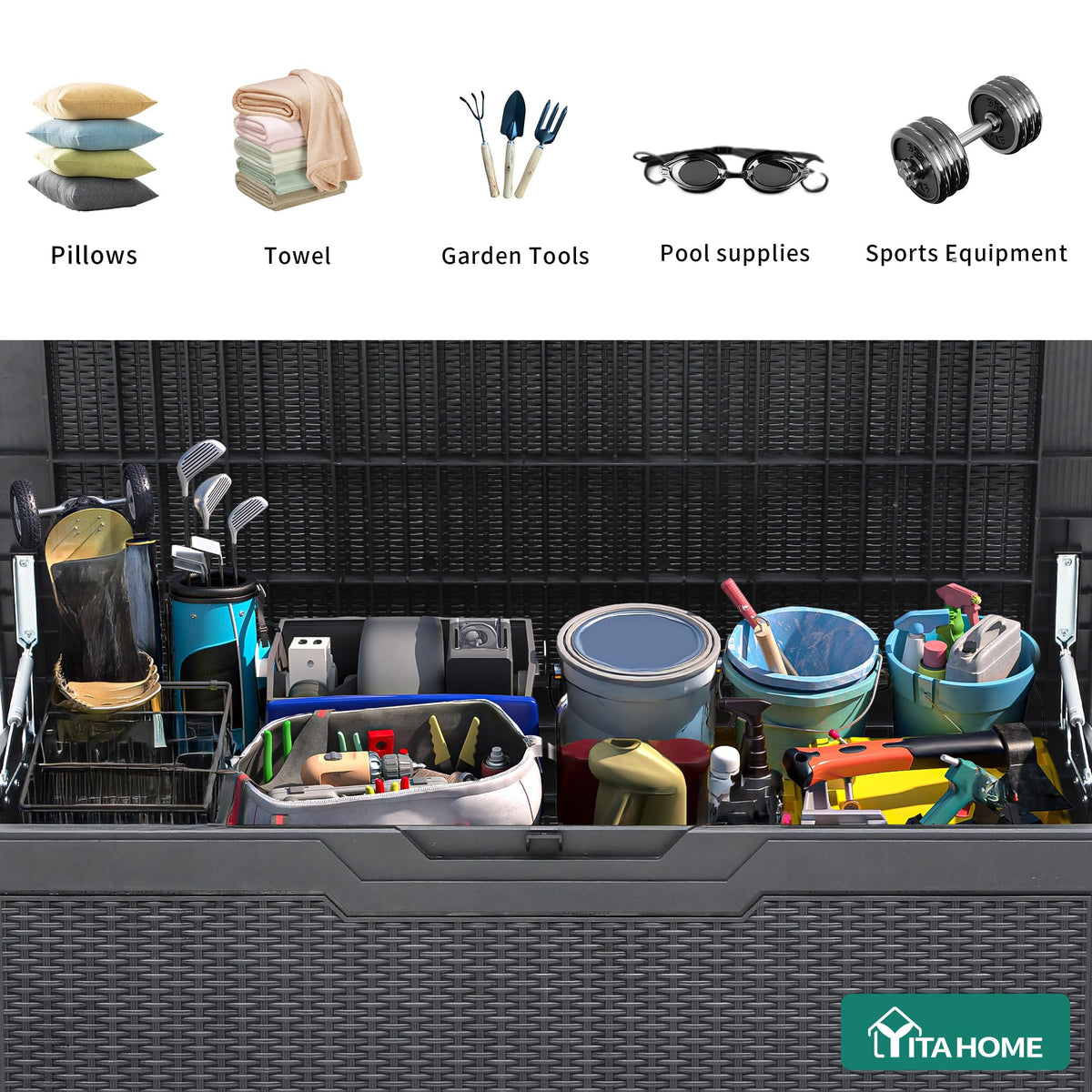 YITAHOME hydraulic struts enabling smooth lid operation.