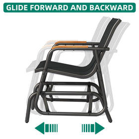 YITAHOME iron-frame chair with teak armrest offering cool-touch comfort.