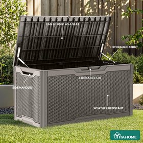 YITAHOME lockable deck box lid in close-up for secure outdoor storage