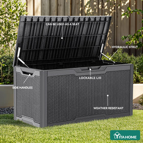 YITAHOME lockable deck box securing outdoor gear.