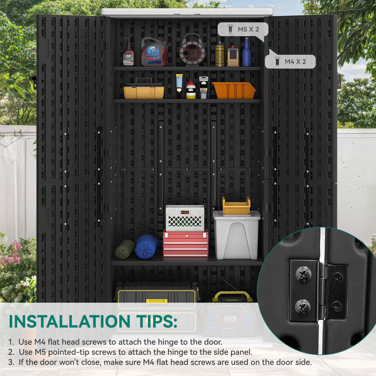 YITAHOME lockable latch adds security for outdoor storage.