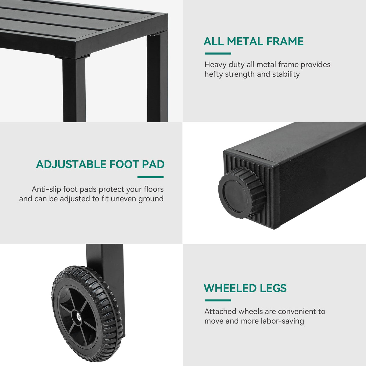 YITAHOME detachable wheels enable easy repositioning on balconies.