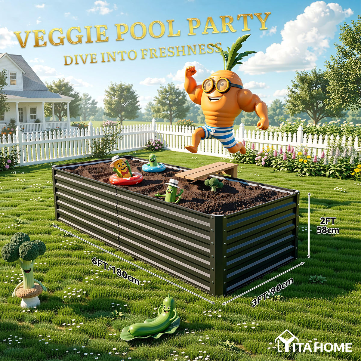 YITAHOME outdoor garden setup showing the bed in use