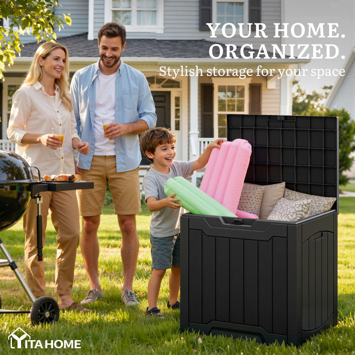 YITAHOME deck box with side grips for easy handling