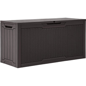 YITAHOME 80-gallon outdoor storage box with open lid for easy access.