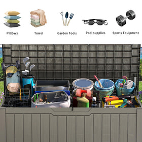 YITAHOME waterproof resin deck box protects contents from moisture and sun