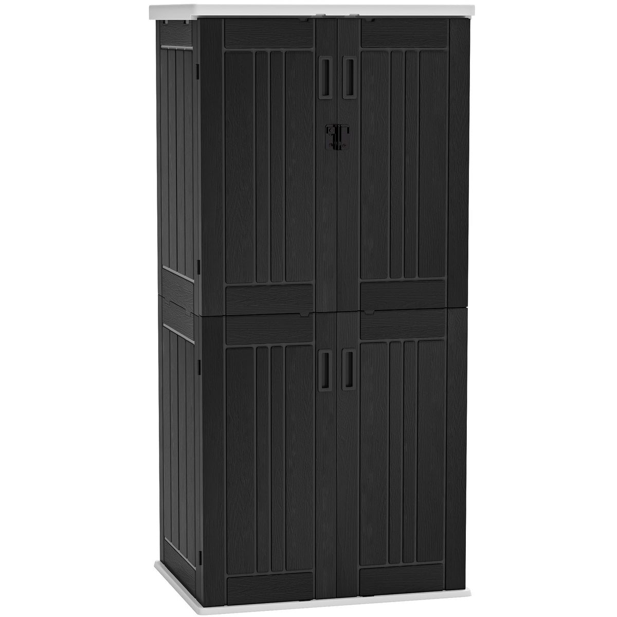 YITAHOME outdoor tall storage cabinet front view with weatherproof resin construction.