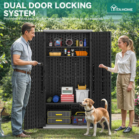 YITAHOME cabinet side panel highlighting durable double-wall design for outdoor use.