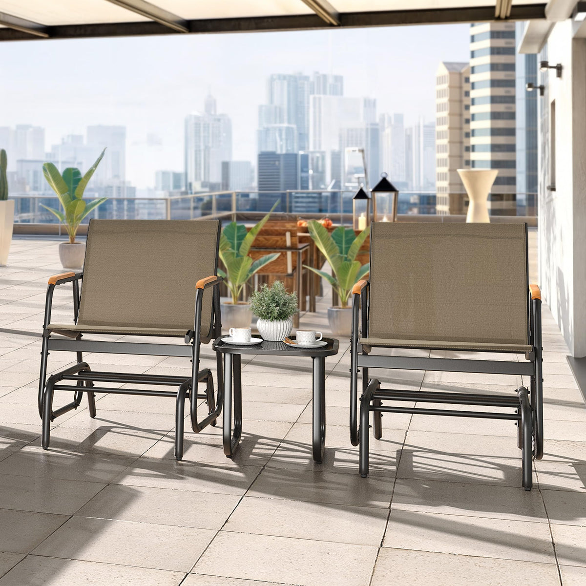 YITAHOME coffee table with tempered glass top designed for easy outdoor dining