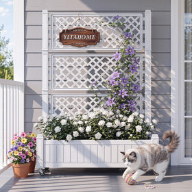 YITAHOME trellis planter front view supports climbing vines and blooms