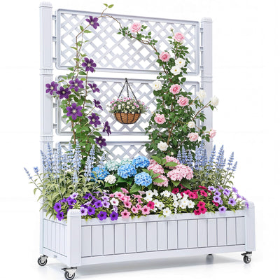 YITAHOME planter box with trellis side view showing moisture monitoring feature for healthy plants