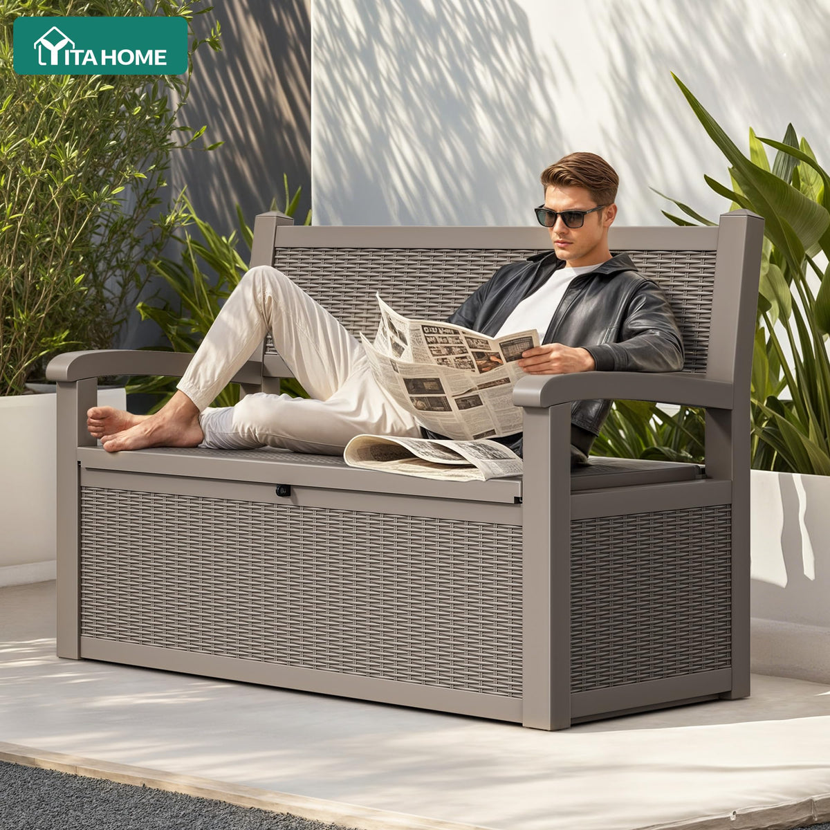 YITAHOME quick-assembly storage bench with stylish rattan finish