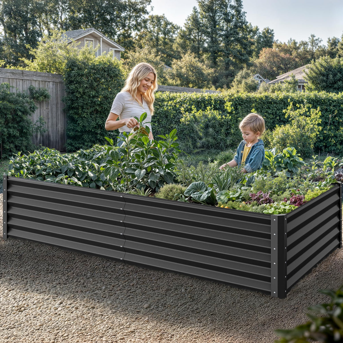 YITAHOME raised bed assembly steps demonstrating quick setup and durable frame