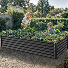 YITAHOME raised bed assembly steps demonstrating quick setup and durable frame
