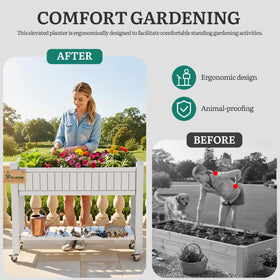 YITAHOME white elevated planter designed for outdoor use and durability.