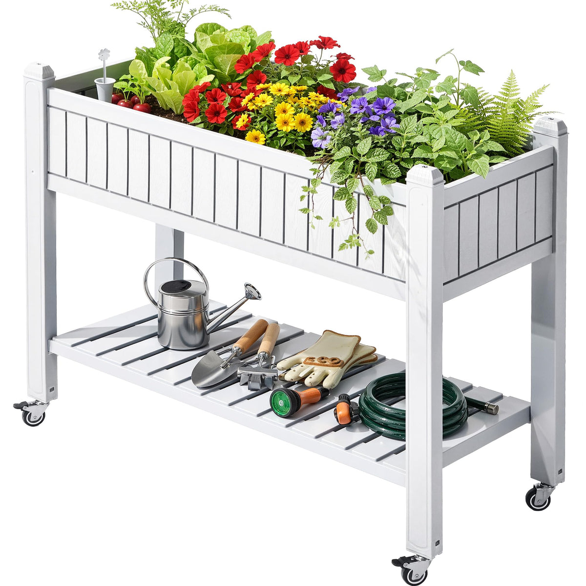 YITAHOME raised garden bed with wheels enables easy mobility for sun and shade changes.