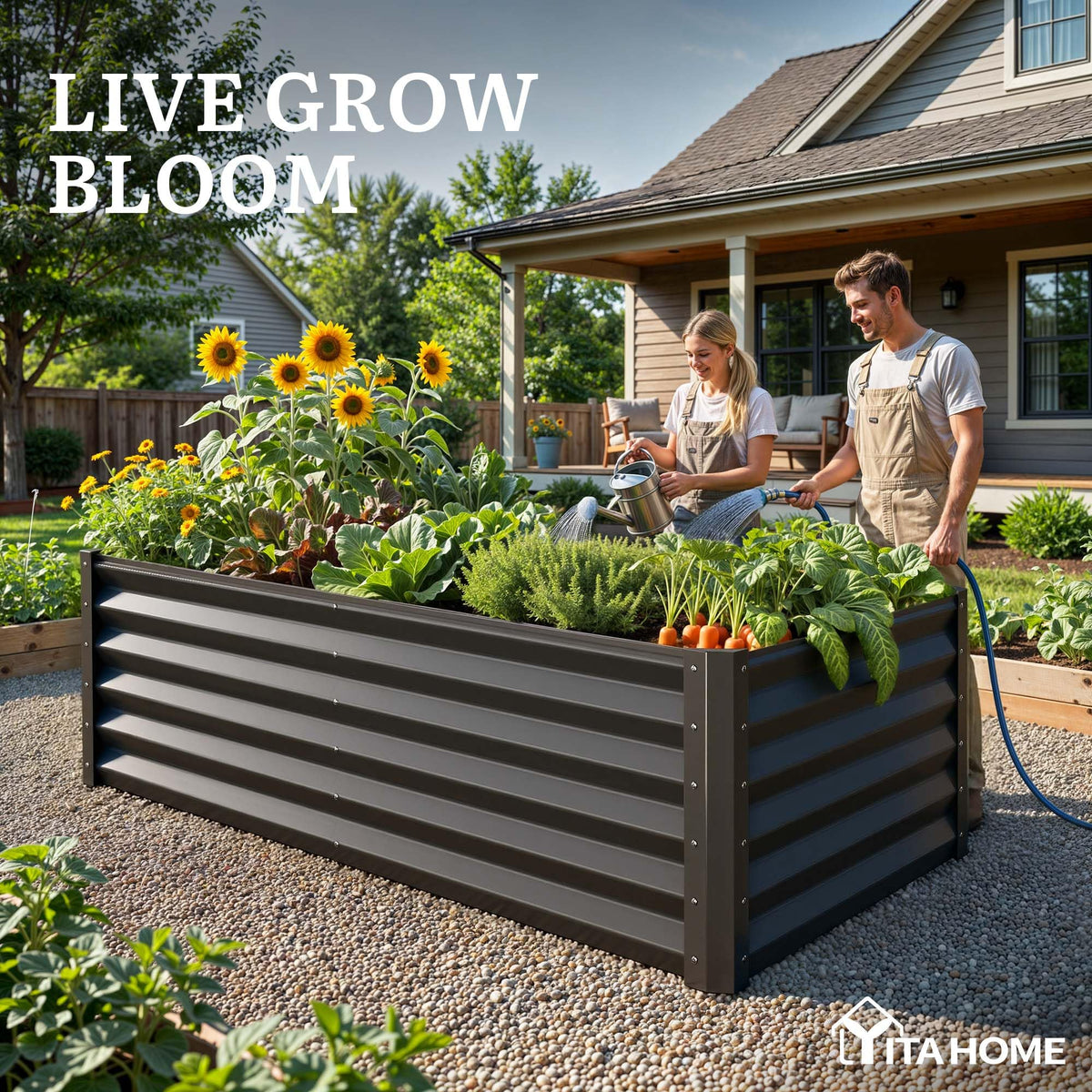YITAHOME reinforced crossbars and stakes ensure sturdy soil support.
