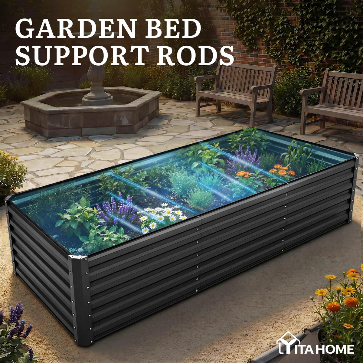 YITAHOME reinforced crossbars adding strength to the bed