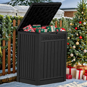 Sleek black finish of the YITAHOME resin box on a porch