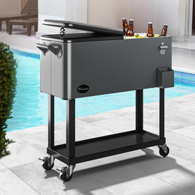 YITAHOME silver outdoor beverage cart suitable for patios