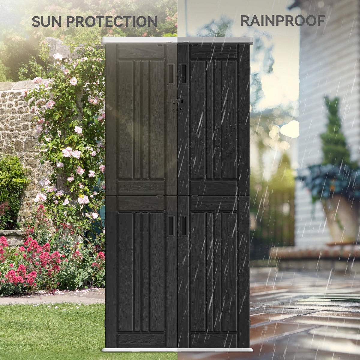 YITAHOME waterproof resin exterior provides reliable weather protection.