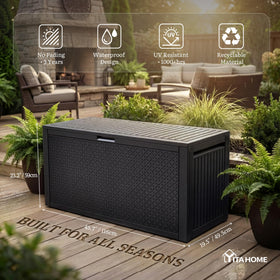 YITAHOME waterproof resin deck box keeps cushions dry and protected