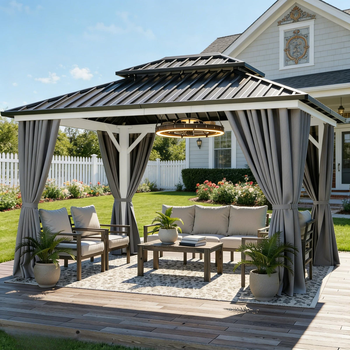 YITAHOME white gazebo hardtop frame assembly for sturdy outdoor shelter