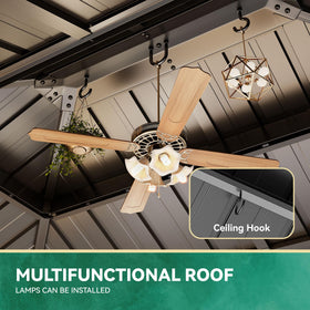 YITAHOME gazebo vented galvanized roof provides airflow while protecting from sun