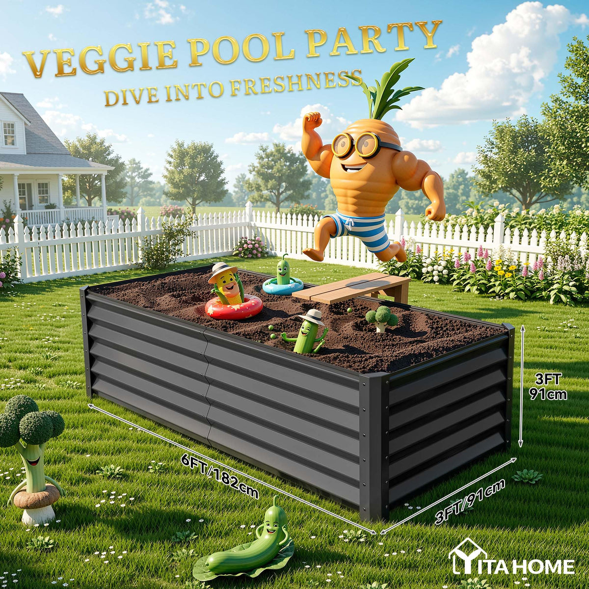 YITAHOME yard placement showing versatile above-ground growing in garden.