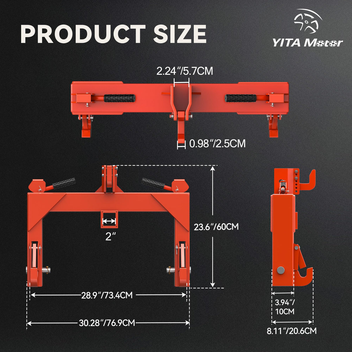 YITAMOTOR multi-use hitch supports towing and ballast applications for tractors