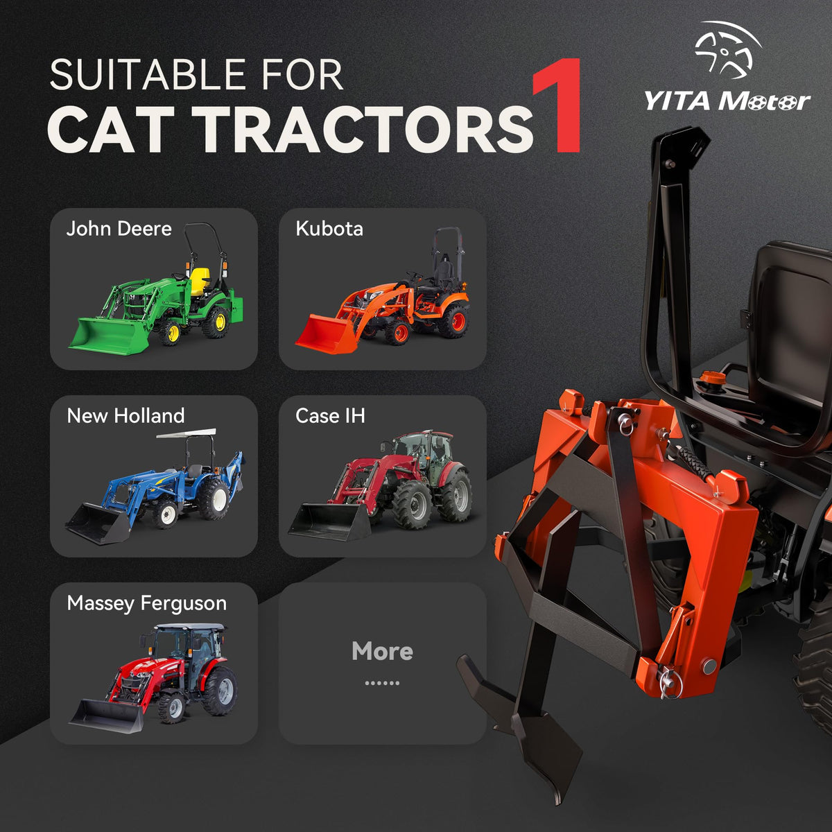 YITAMOTOR top hook adjustment shows 5-level versatility for tractor compatibility