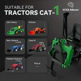 YITAMOTOR 3-point hitch side view highlighting adjustable bolts for easy setup
