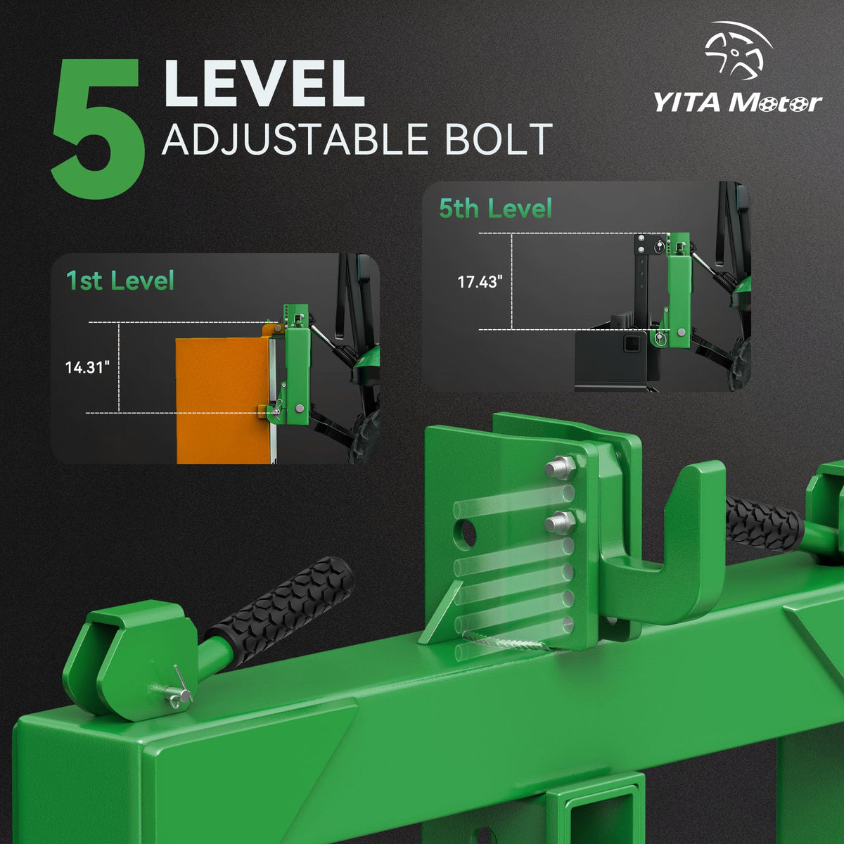 YITAMOTOR five-position adjustable hook enables quick height adjustments.