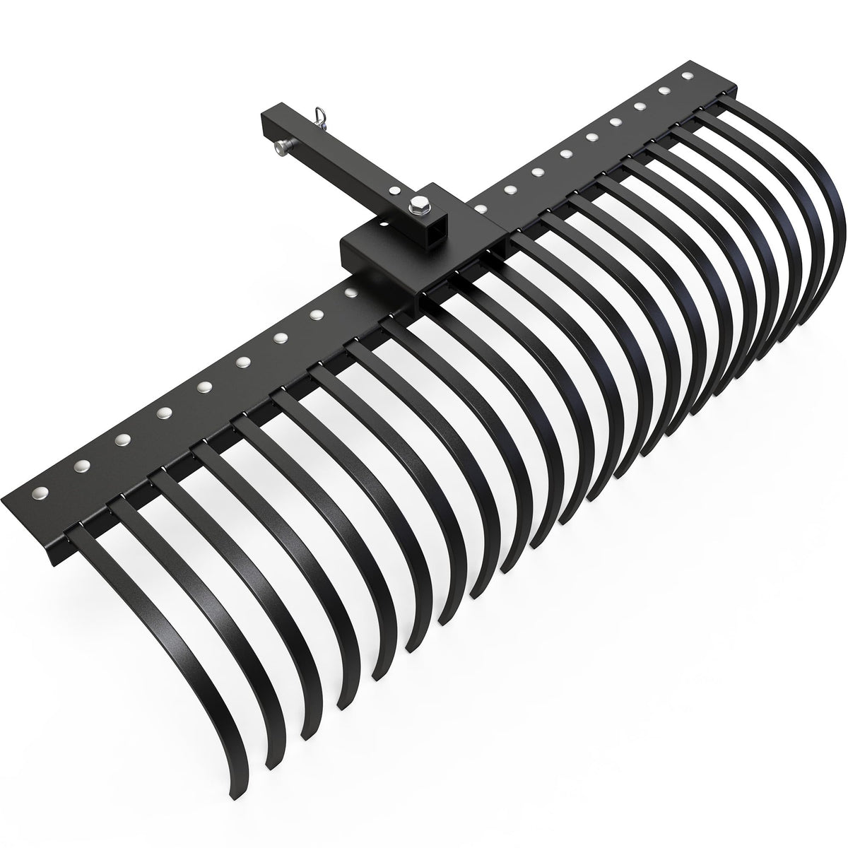 YITAMOTOR 60-inch tow behind landscape rake front view ideal for debris cleanup