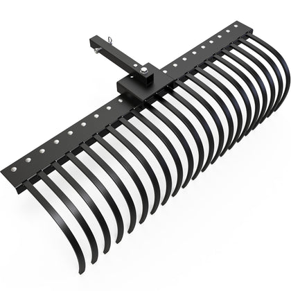 YITAMOTOR 60-inch tow behind landscape rake front view ideal for debris cleanup