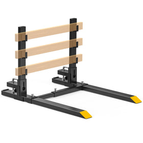 YITAMOTOR 60-inch pallet forks attached to bucket front edge for secure load handling