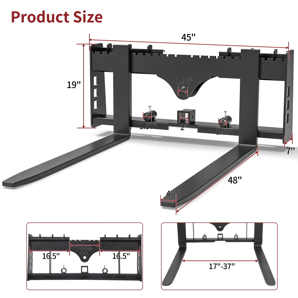 YITAMOTOR adjustable fork distance from 17 to 37 inches